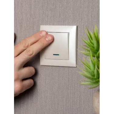 Валенсия лицевая панель выключателя 1-кл. с индикатором 10А жемчуг