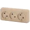 Розетка Intro Quadro 2-205-11 без заземления трехместная 3х2P, 16А-250В, IP20, ОУ, сосна