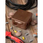 Коробка распаячная КМР-030-031 с крышкой (83х83х54) 7 мембранных вводов тёмное дерево IP54 PROxima