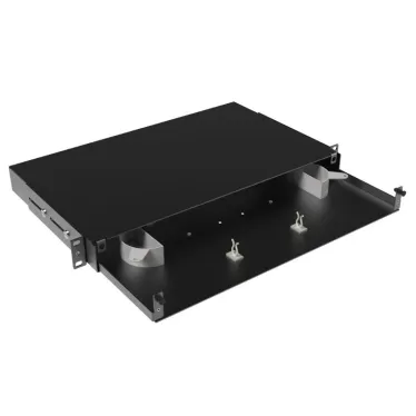 Оптическая полка выдвижная без лицевой панели неукомплектованная 1U черная