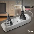 Удлинитель без зазeмл., 2х1мм2, 10А, ПВС, 3гн, 5м (10/840) U-3-5m-2x1