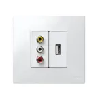 Разъём аудио-видео RCA, 3 выхода, узкий, винты, S27, белый