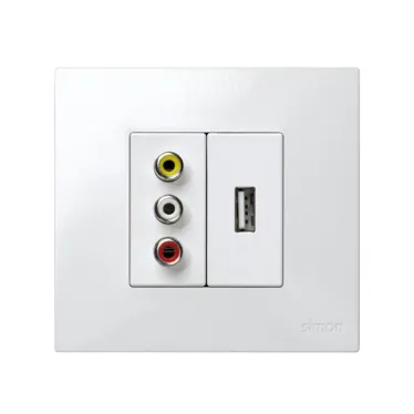 Разъём аудио-видео RCA, 3 выхода, узкий, винты, S27, белый