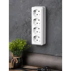 Розетка Рим 4-местная 16А с заземлением белая