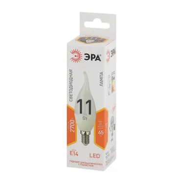 Лампа светодиодная LED BXS-11W-827-E14 (диод, свеча на ветру, 11Вт, тепл, E14 (10/100/2800)