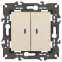Выключатель двойной с подсветкой, 10АХ-250В, Эра Elegance, сл.кость,14-1105-02