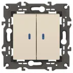 Выключатель двойной с подсветкой, 10АХ-250В, Эра Elegance, сл.кость,14-1105-02