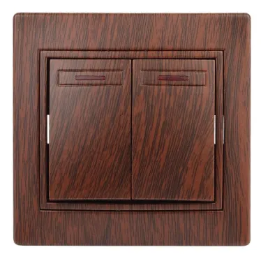 Выключатель Intro Plano 1-105-10 двухклавишный с подсветкой, 10А-250В, IP20, СУ, венге