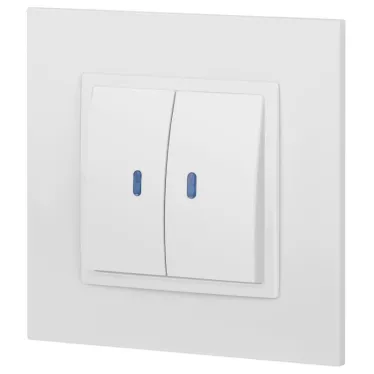 Выключатель двойной с подсветкой, 10АХ-250В, Эра Elegance, белый,14-1105-01