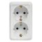 Рим Розетка двойная 16А с заземлением белая