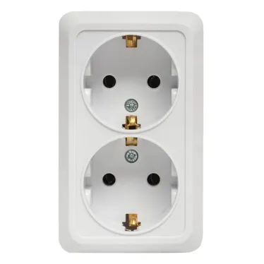 Рим Розетка двойная 16А с заземлением белая