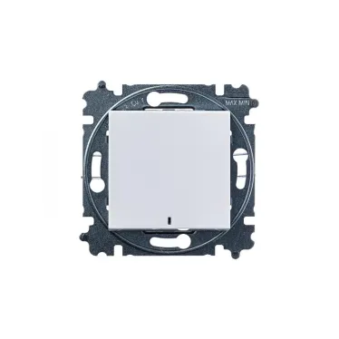 Выключатель одноклавишный с подсветкой Levit белый / ледяной