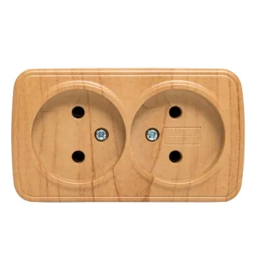 Розетка 2-местная ОП Минск 10А без заземления светлое дерево