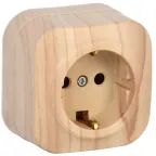 GLORY Розетка одноместная наружная с заземлением сосна