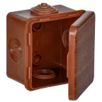 Коробка распределительная КМ 65х65х50мм для наружного монтажа с откидной крышкой IP54 4 вв. дуб