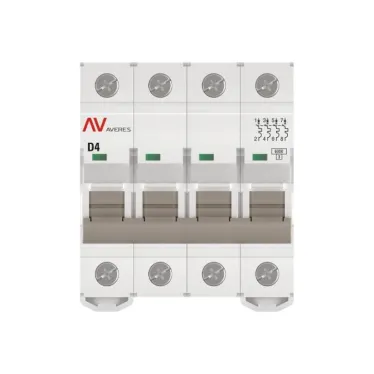 Выключатель автоматический AV-6 4P 4A (D) 6kA AVERES