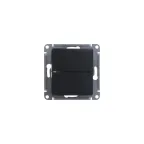 GLOSSA Выключатель двухклавишный с подсветкой схема 5а антрацит в рамку