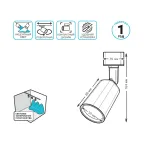 Светильник светодиодный трековый на шинопровод ДПО 8 Вт 600 лм 4000К AC 220В Черный IP20 D100х164мм однофазный угол 50 грд Track Gauss