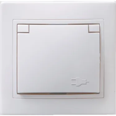 КВАРТА Розетка с заземлением с крышкой белая