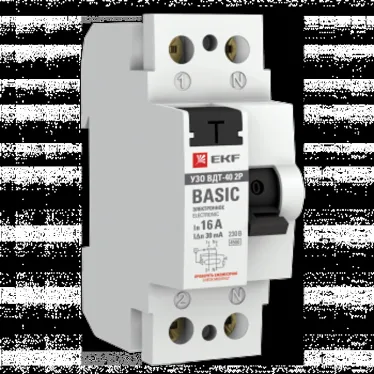 Устройство защитного отключения УЗО ВДТ-40 2P 16А/ 10мА (электронное) Basic