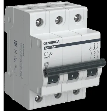 Автоматический выключатель ВА47-29М 3P 1,6А 4,5кА B GENERICA