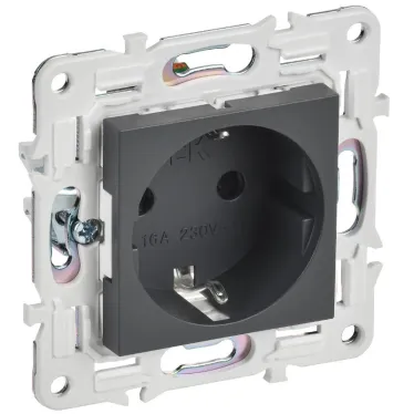 SKANDY Розетка с заземлением с защитными шторками 16А SK-R04T титан IEK