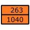 Знак для маркировки опасных грузов ''Номер ООН 263/1040'' ГОСТ Р 52290-2004 300х400 мм, пленка самоклеящаяся ГОСТ 19433-88