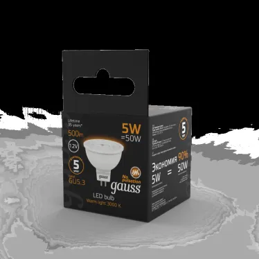 Лампа светодиодная LED 5 Вт 500 лм 3000К софит MR16 теплый GU5.3 AC/DC 12В низковольтная Black Gauss