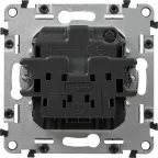 Valena LIFE Розетка силовая 2К 16А 250В c лицевой панелью алюминий со шторками безвинтовые зажимы