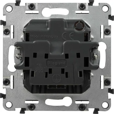 Valena LIFE Розетка силовая 2К 16А 250В c лицевой панелью алюминий со шторками безвинтовые зажимы