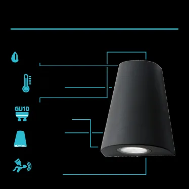 Светильник садово-парковый Sigma настенный архитектурный, 2xGU10, 125*88*156mm, 170-240V / 50Hz, 2xMax.35W, IP54 | GD164 | Gauss