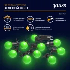 Гирлянда светодиодная "Белт Лайт" серия Holiday, 10 ламп, 7,7 м, IP44, зеленый, 1/6 | HL061 | Gauss
