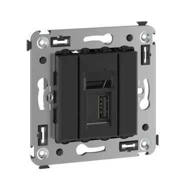 Avanti USB 2.0 розетка одинарная в стену, тип А-А, , Черный матовый