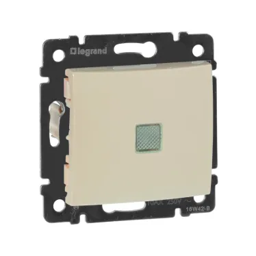 VALENA Переключатель одноклавишный с подсветкой в рамку слоновая кость