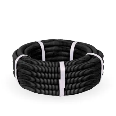 Труба гофрированная ПП легкая 350 Н безгалогенная (HF) стойкая к ультрафиолету черная с/з dвн 10,7 мм, dнар 16 мм (10м/уп) Промрукав