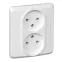 ЭТЮД Розетка двойная скрытая без заземления без шторок белая