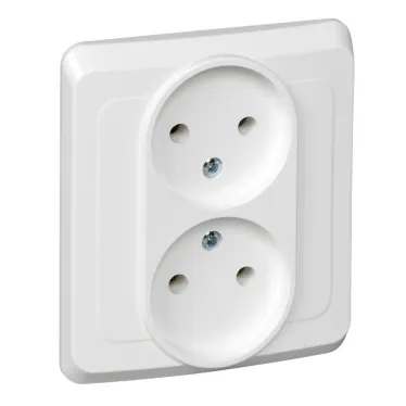 ЭТЮД Розетка двойная скрытая без заземления без шторок белая