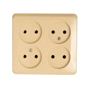 ЭТЮД Розетка четырехместная наружная без заземления без шторок 16А 250B кремовая