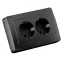 Розетка двойная скрытая с заземлением черный