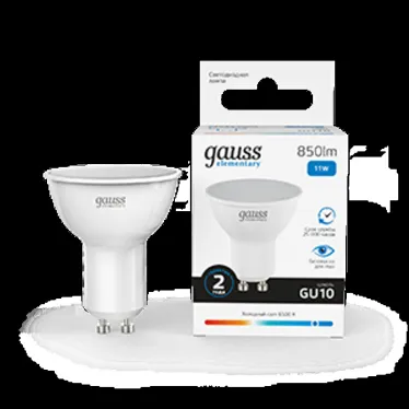 Лампа светодиодная LED 11 Вт 850 лм 6500К софит MR16 холодный GU10 AC 220В Elementary Gauss