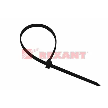 Хомут-стяжка кабельная нейлоновая 200x7,6 мм, черная, упаковка 100 шт, REXANT