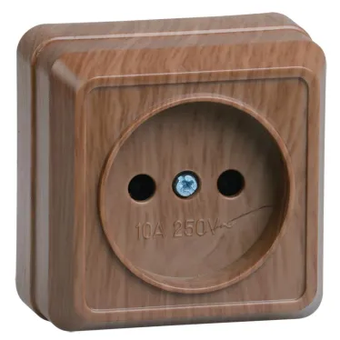 ОКТАВА Розетка наружная без заземления дуб