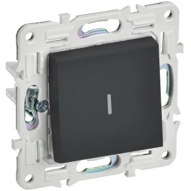 SKANDY Выключатель 1-клавишный проходной с индикацией 10А SK-V08G графит IEK