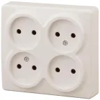 Розетка 4х2P, 16A-250В, ОУ, Эра Эксперт, сл.кость, 11-2210-02