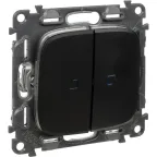 Valena ALLURE Переключатель двухклавишный 10АХ 250В с подсветкой С лицевой панелью Антрацит