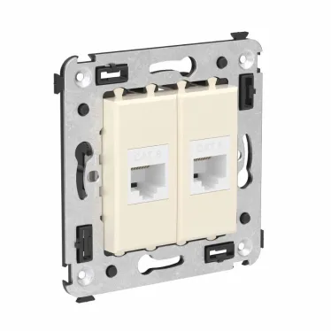 Avanti Компьютерная розетка RJ-45 без шторки в стену, кат.6 двойная, Ванильная дымка