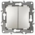 Выключатель двойной, 10АХ-250В, б.л., Эра12, перламутр,12-1004-15