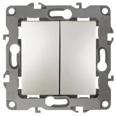 Выключатель двойной, 10АХ-250В, б.л., Эра12, перламутр,12-1004-15