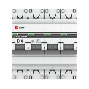 Выключатель автоматический четырехполюсный 4А D ВА47-63 4.5кА PROxima