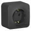 BLANCA Розетка наружная с заземлением без шторок с изолирующей пластиной, 16А, 250В, антрацит